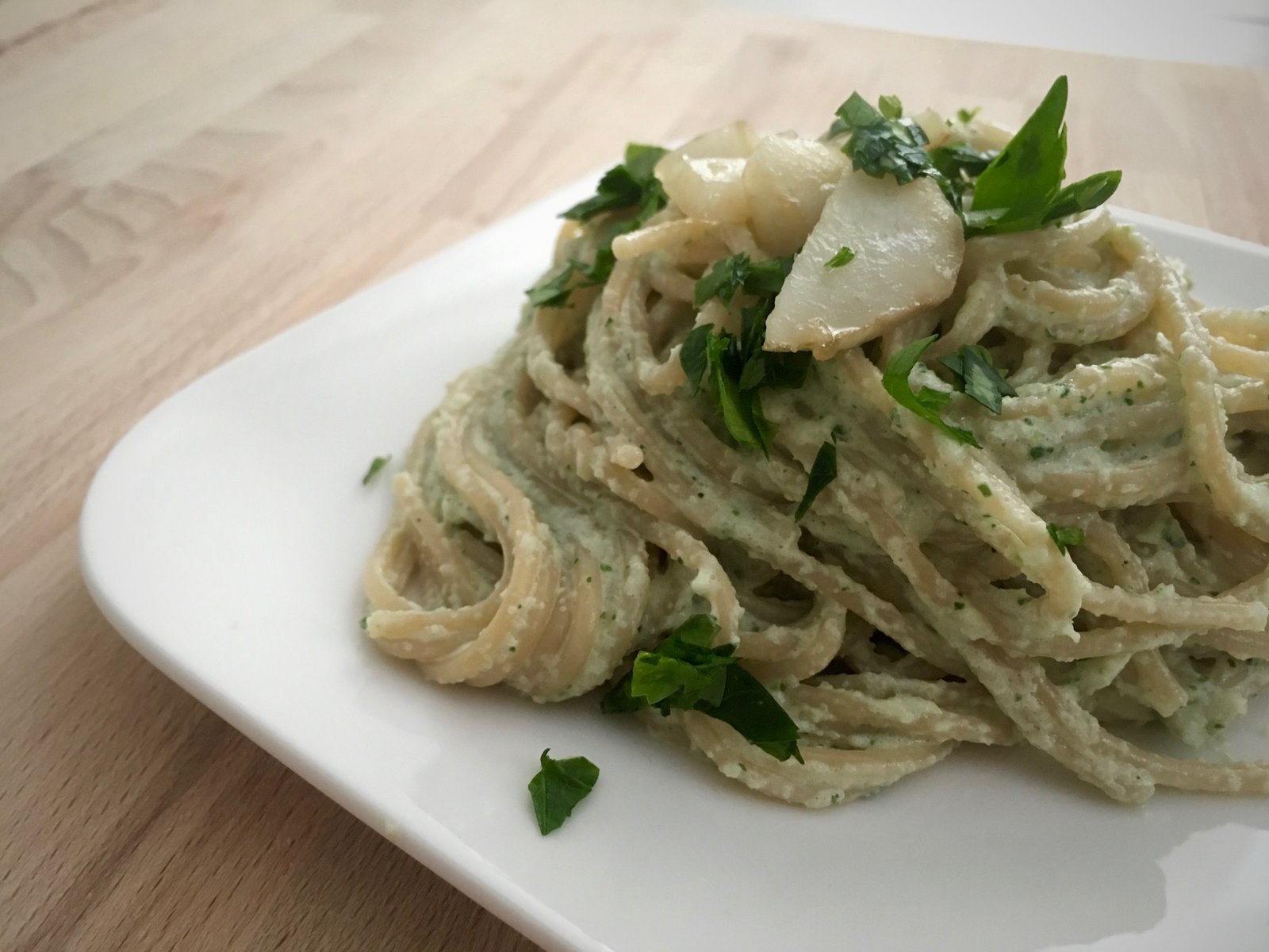 Spaghetti integrali alla crema di topinambur